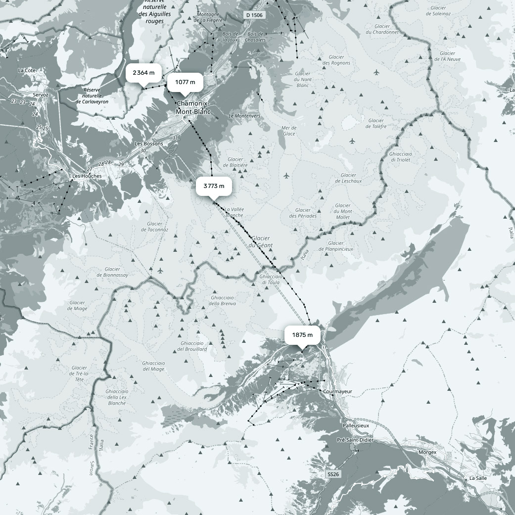 Carte altitude Chamonix