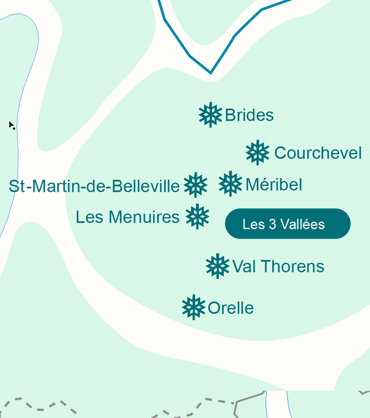 carte domaine ski Les 3 Vallées