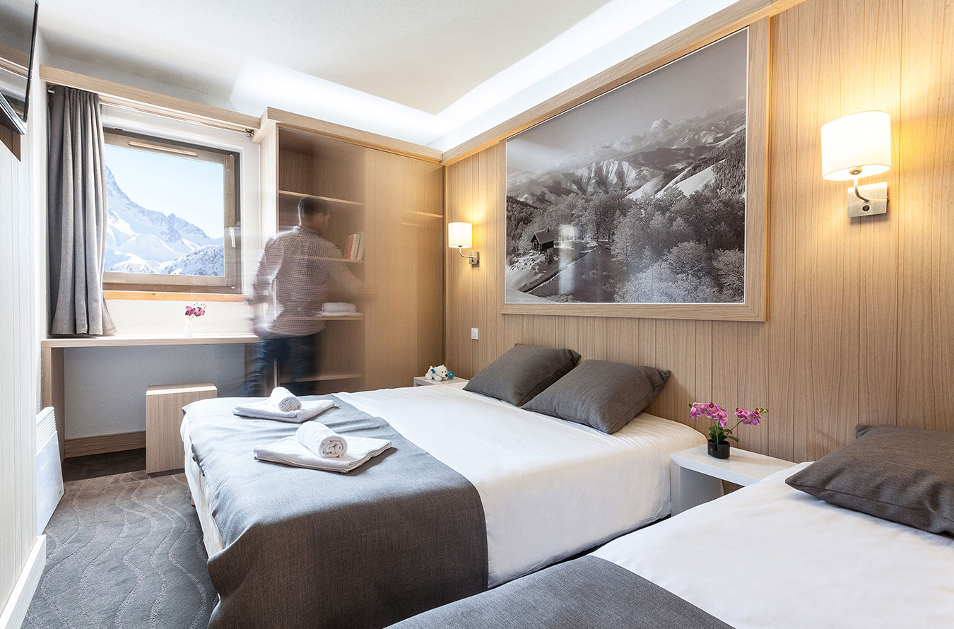 village vacances val thorens chambres 3 personnes 1 lit simple 1 lit double